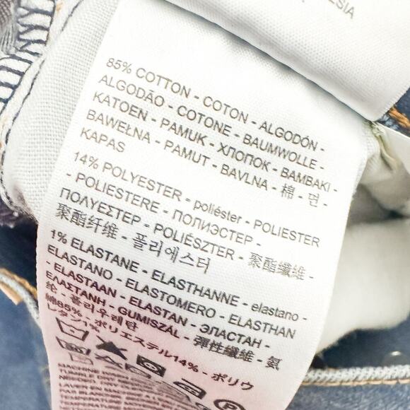 Levi's Wedgie Straight Dark Wash Button Fly Denim Jeans Raw Hem Size 24 - Picture 7 of 9